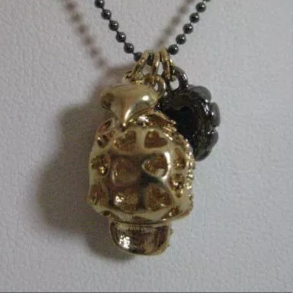 Betsey Johnson Crystal Rose Skull Pendant Necklace - Picture 3 of 6